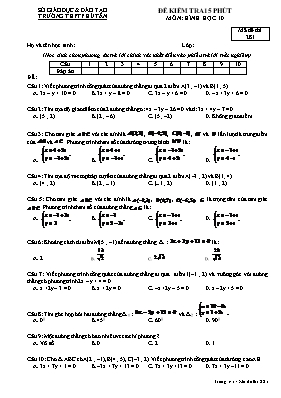 Đề kiểm tra 15 phút môn Hình học 10 - Mã đề thi 132